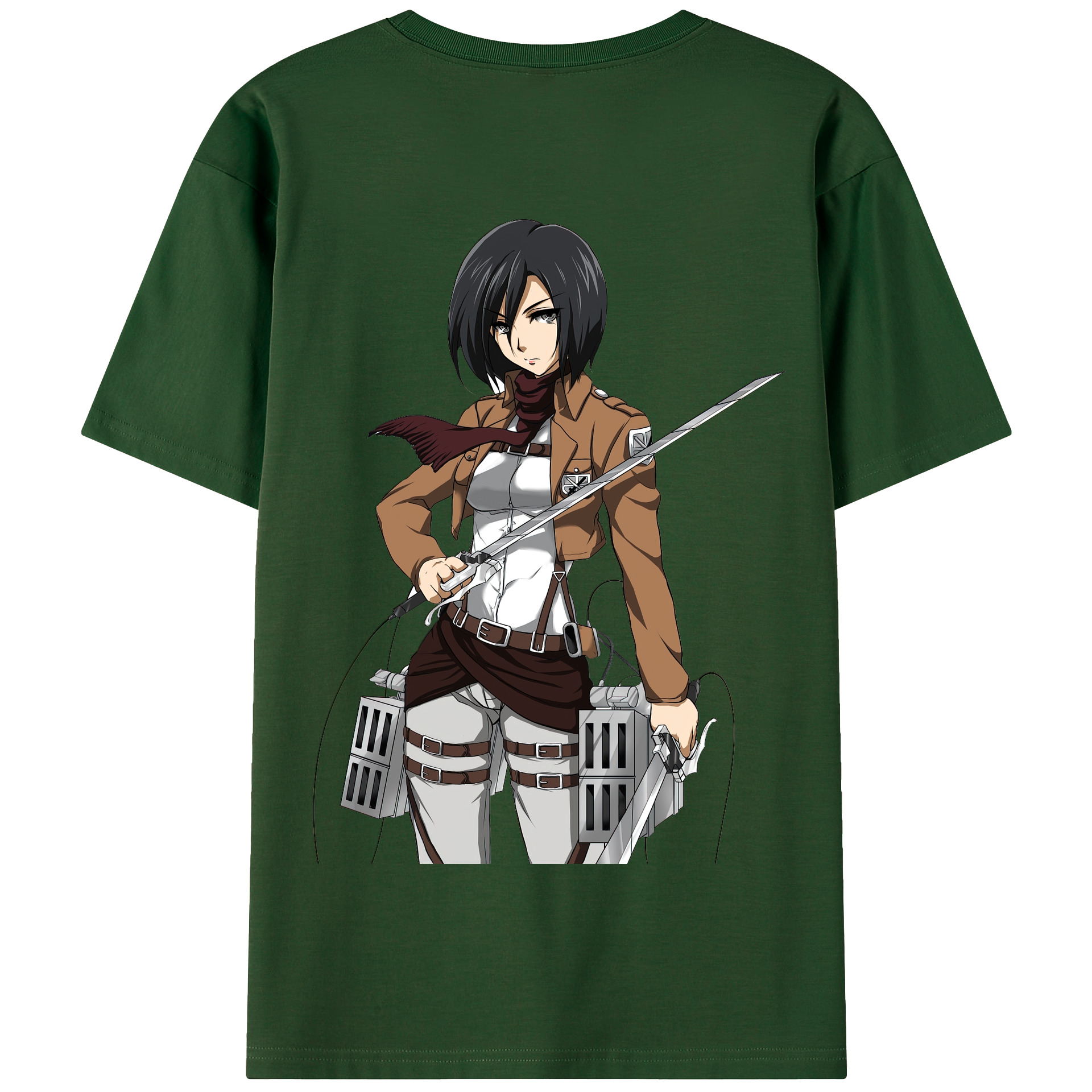 （画像用） 進撃の巨人 ミカサ·アッカーマン Attack on Titan Mikasa Ackerman 綿100％半袖Tシャツ（背面プリント）